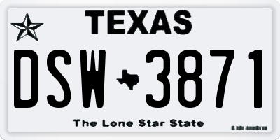 TX license plate DSW3871