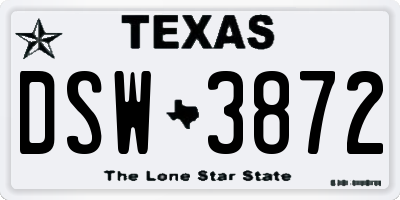 TX license plate DSW3872