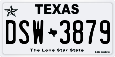 TX license plate DSW3879