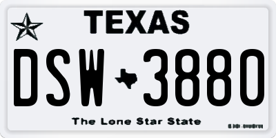 TX license plate DSW3880