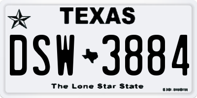 TX license plate DSW3884