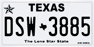 TX license plate DSW3885