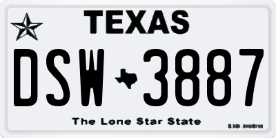 TX license plate DSW3887