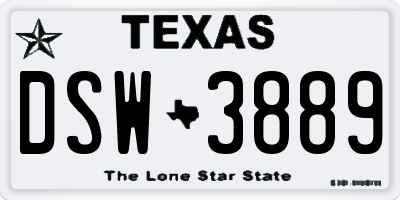 TX license plate DSW3889