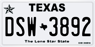TX license plate DSW3892