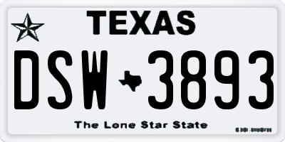 TX license plate DSW3893