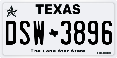 TX license plate DSW3896
