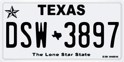 TX license plate DSW3897