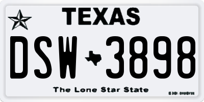 TX license plate DSW3898