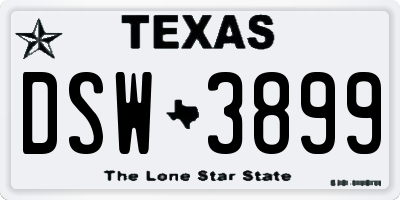 TX license plate DSW3899