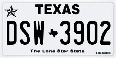 TX license plate DSW3902
