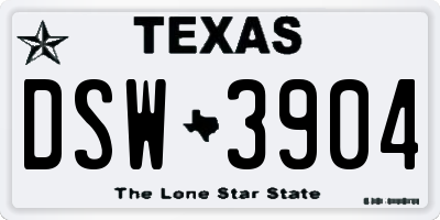 TX license plate DSW3904