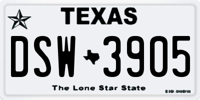 TX license plate DSW3905