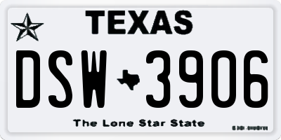 TX license plate DSW3906