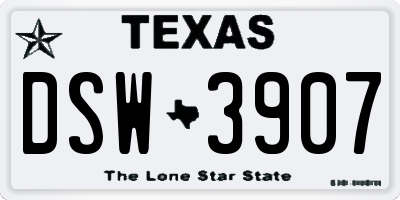 TX license plate DSW3907