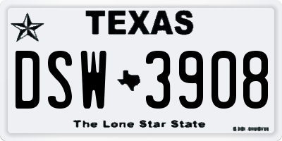 TX license plate DSW3908