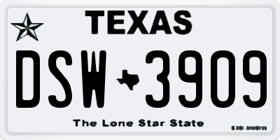 TX license plate DSW3909