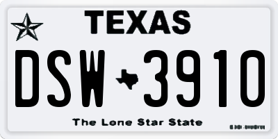 TX license plate DSW3910