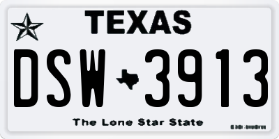 TX license plate DSW3913