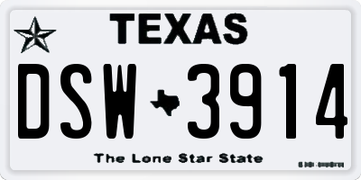 TX license plate DSW3914