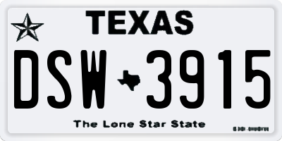 TX license plate DSW3915