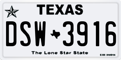 TX license plate DSW3916