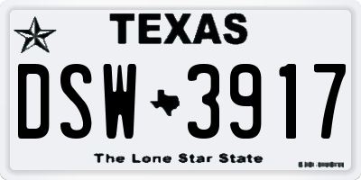 TX license plate DSW3917