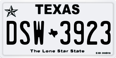 TX license plate DSW3923
