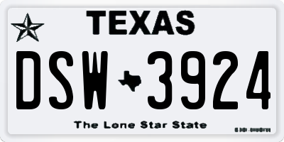TX license plate DSW3924