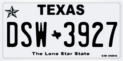 TX license plate DSW3927