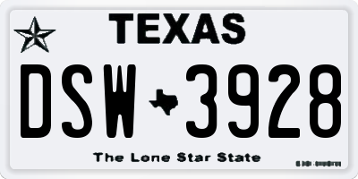 TX license plate DSW3928