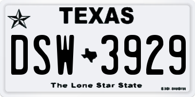 TX license plate DSW3929