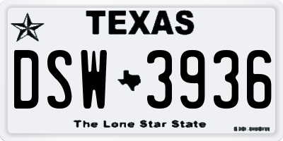 TX license plate DSW3936