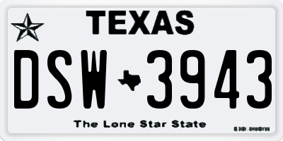 TX license plate DSW3943