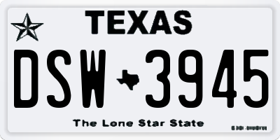 TX license plate DSW3945