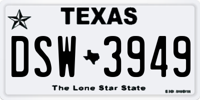 TX license plate DSW3949