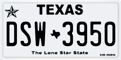 TX license plate DSW3950