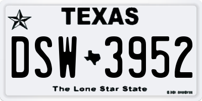 TX license plate DSW3952