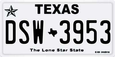TX license plate DSW3953