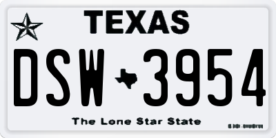 TX license plate DSW3954
