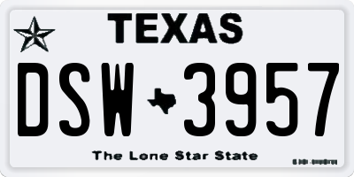 TX license plate DSW3957
