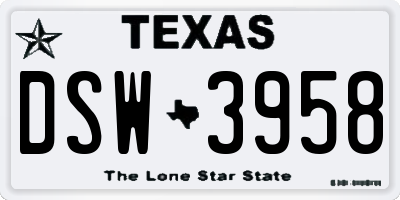 TX license plate DSW3958