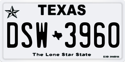 TX license plate DSW3960