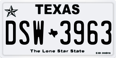 TX license plate DSW3963