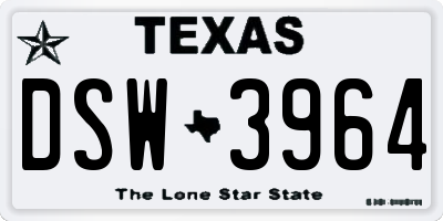 TX license plate DSW3964