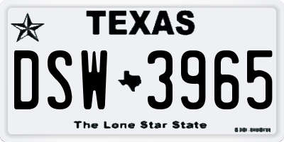 TX license plate DSW3965
