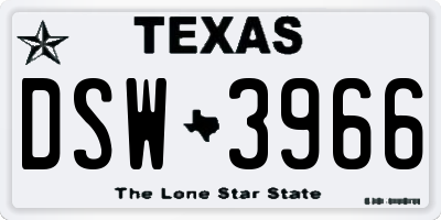 TX license plate DSW3966