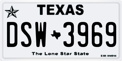 TX license plate DSW3969