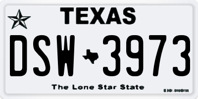 TX license plate DSW3973