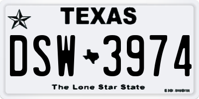 TX license plate DSW3974